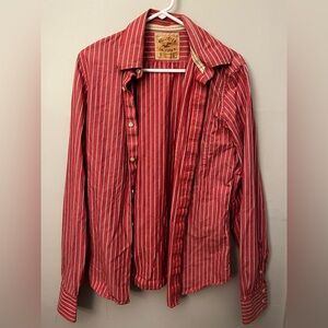 Salmon striped Hollister button-up